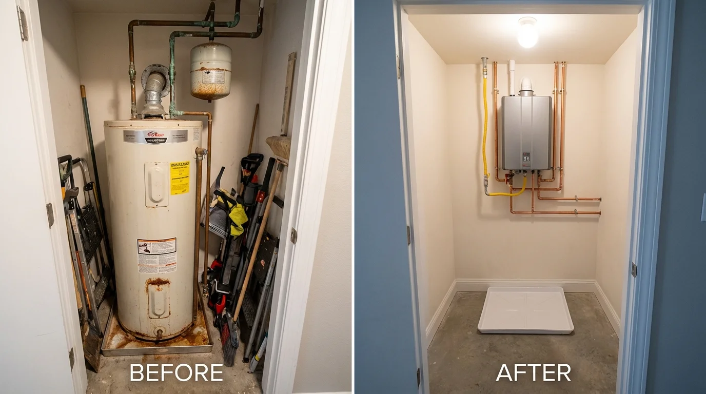 Tank water heater versus wall-mounted tankless unit comparison for Taylor, MI homeowners